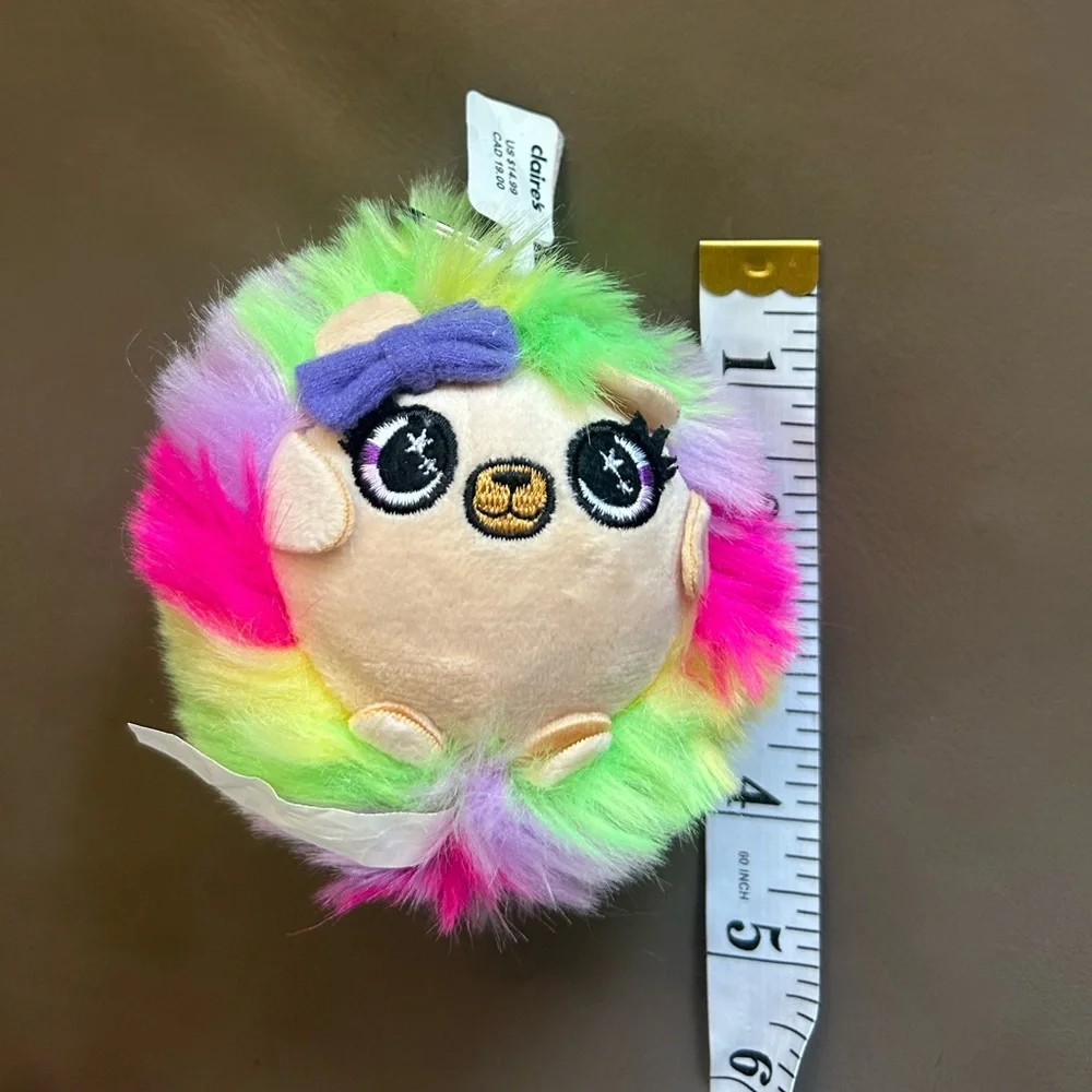 Rainbow💙🩷💚💛💜 Teddy Bear🧸 with purple bow Plush Keychain